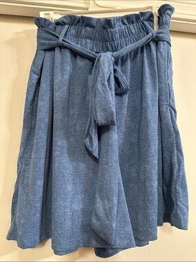 LuLaRoe Ella Blue Paper Bag Shorts with Self-Tie